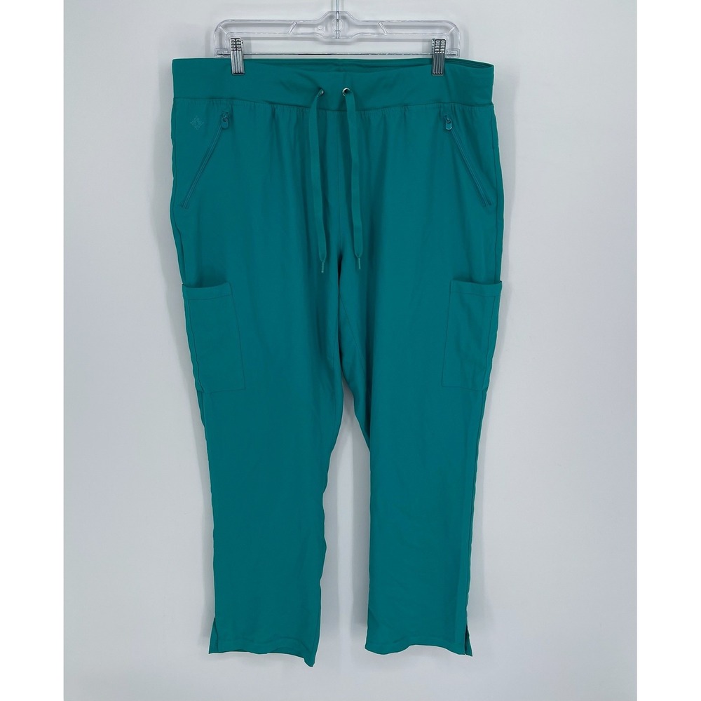 Med Couture Women's Teal Insight Cargo Pockets Jogger Nurse Scrub Pants Size XL